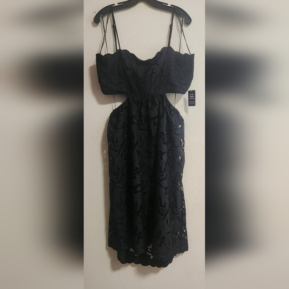 Black lace cutout dress